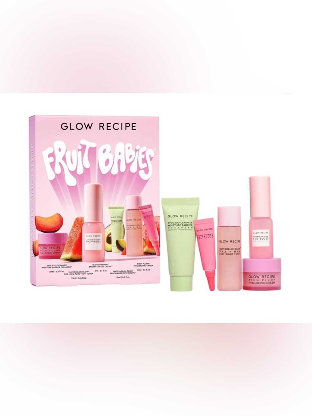 NIB Glow Recipe Fruit Babies Watermelon Niacinamide Dew Drops Skincare Gift Set